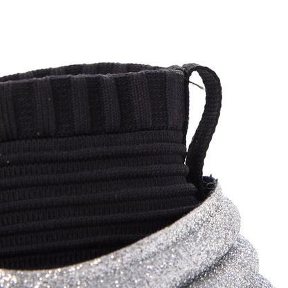 Chanel Glitter Stretch Fabric CC Sneakers 36 Black Silver 9 of 11