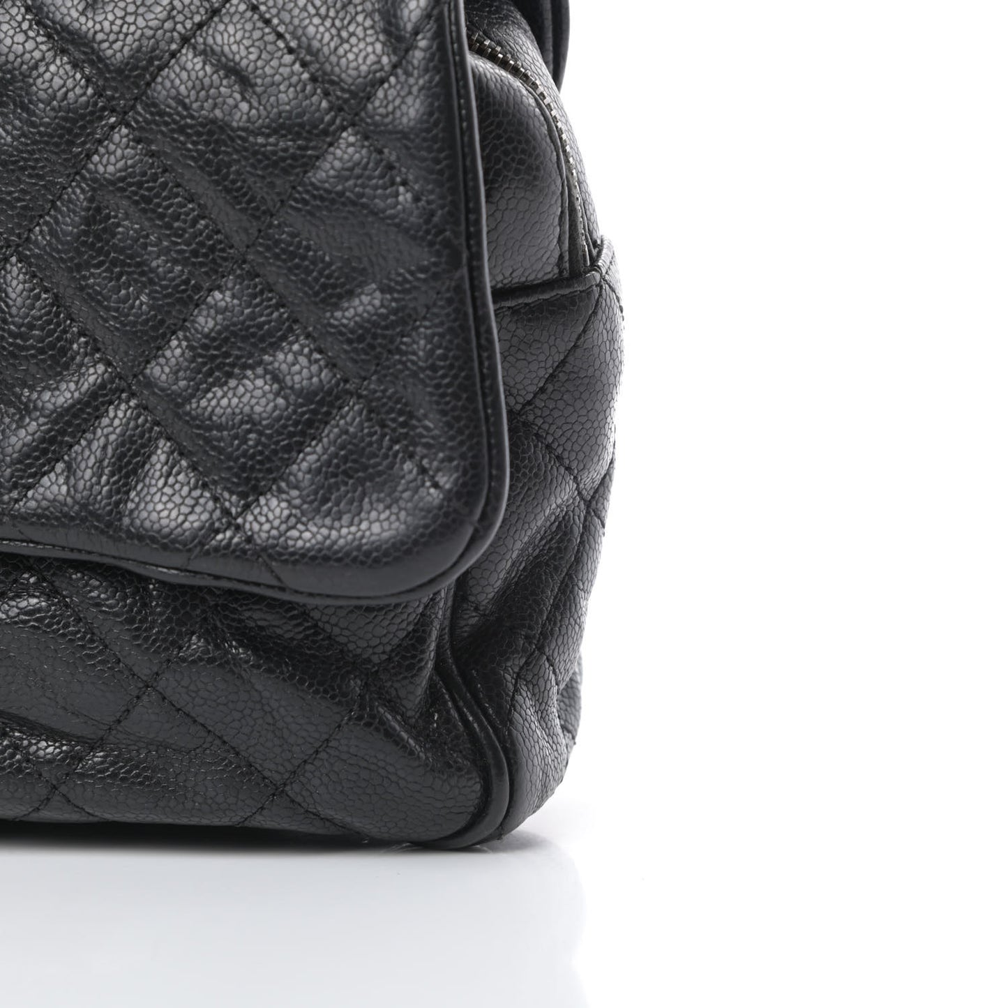 Crumpled Grained Calfskin Quilted Large Shiva Flap Black