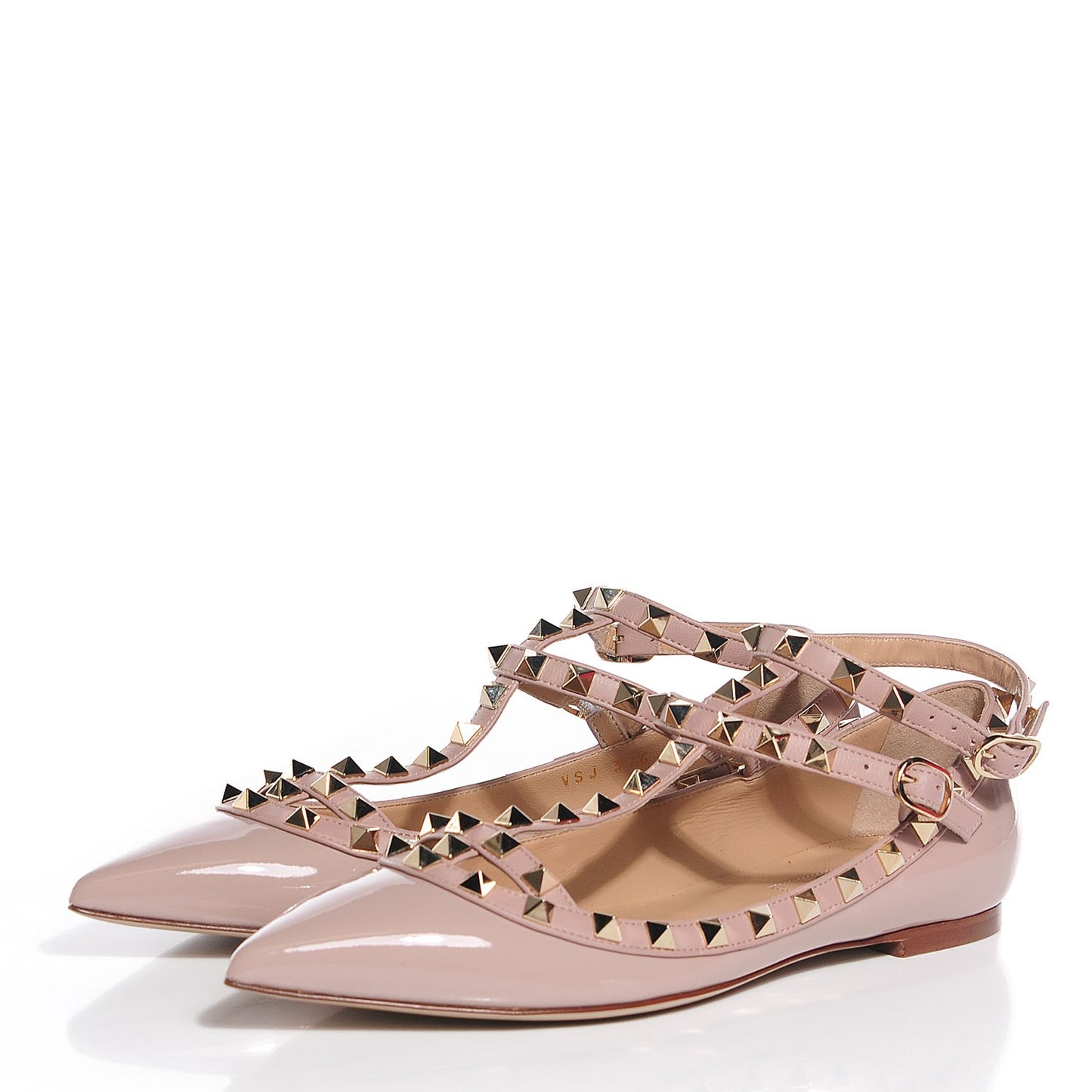 Patent Rockstud Cage Ballerina Flats 37.5 Poudre