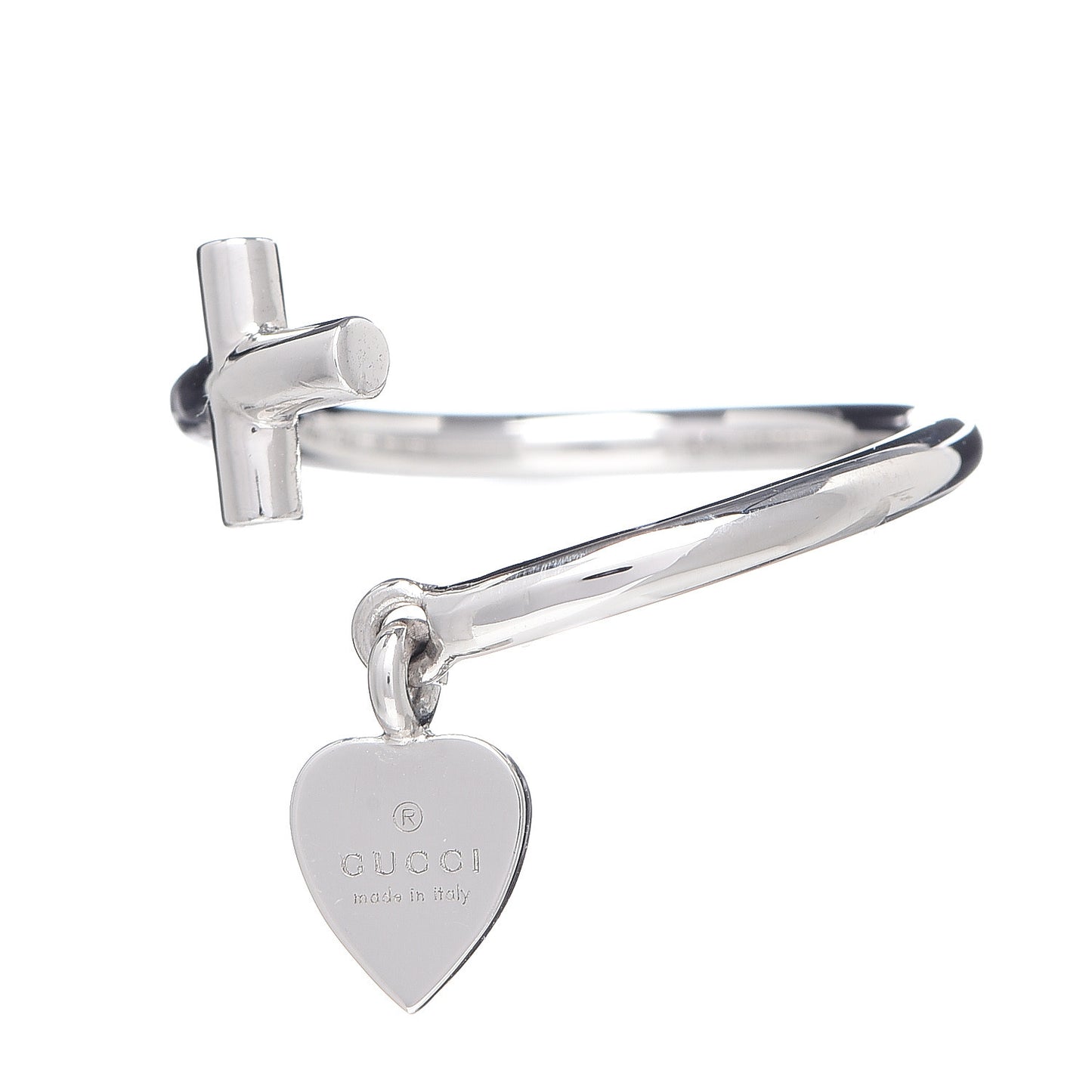 18K White Gold Cross and Heart Ring 51 5.75