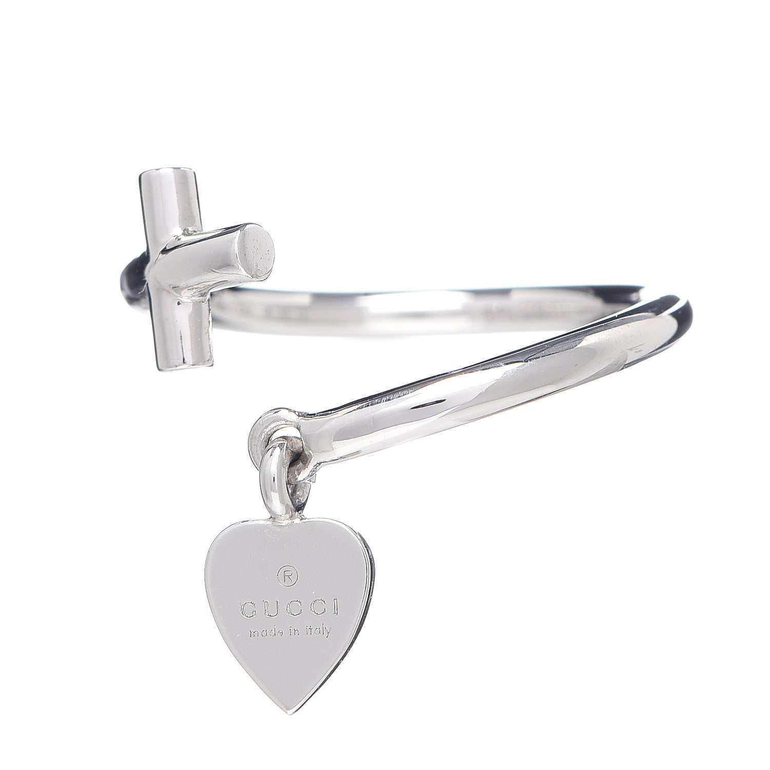Gucci 18K White Gold Cross and Heart Ring 51 5.75 1 of 6