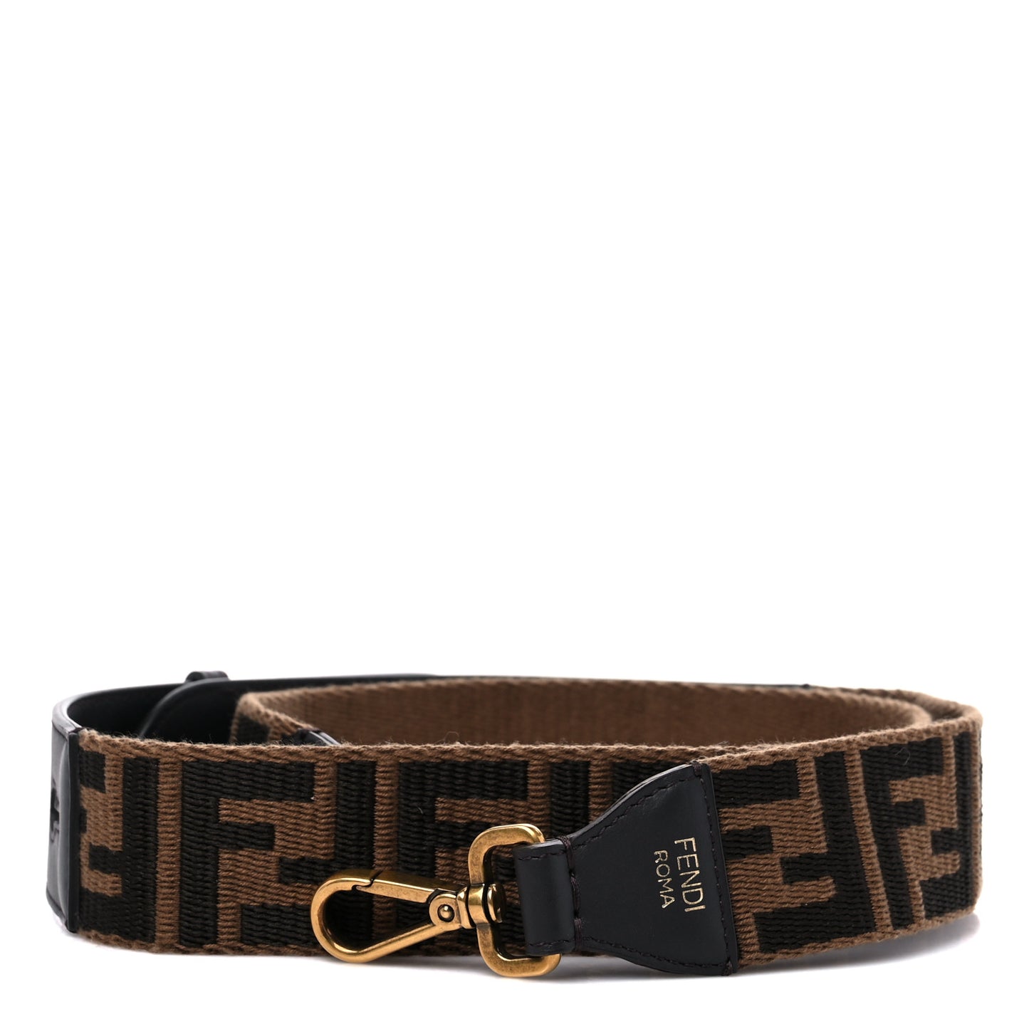Ribbon Vitello Century FF 1974 Flat Studded Strap You Fango Marrone Ebano
