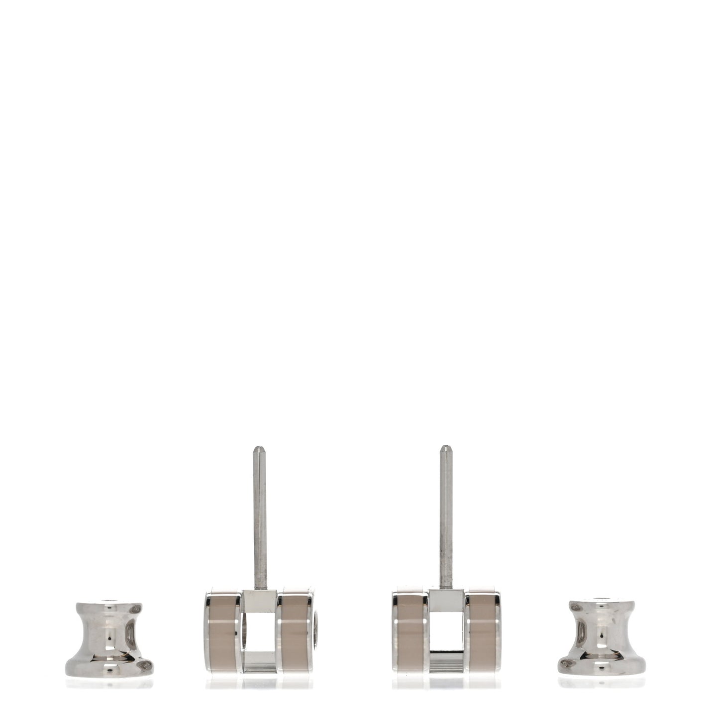 Palladium Lacquered Mini Pop H Earrings Marron Glace