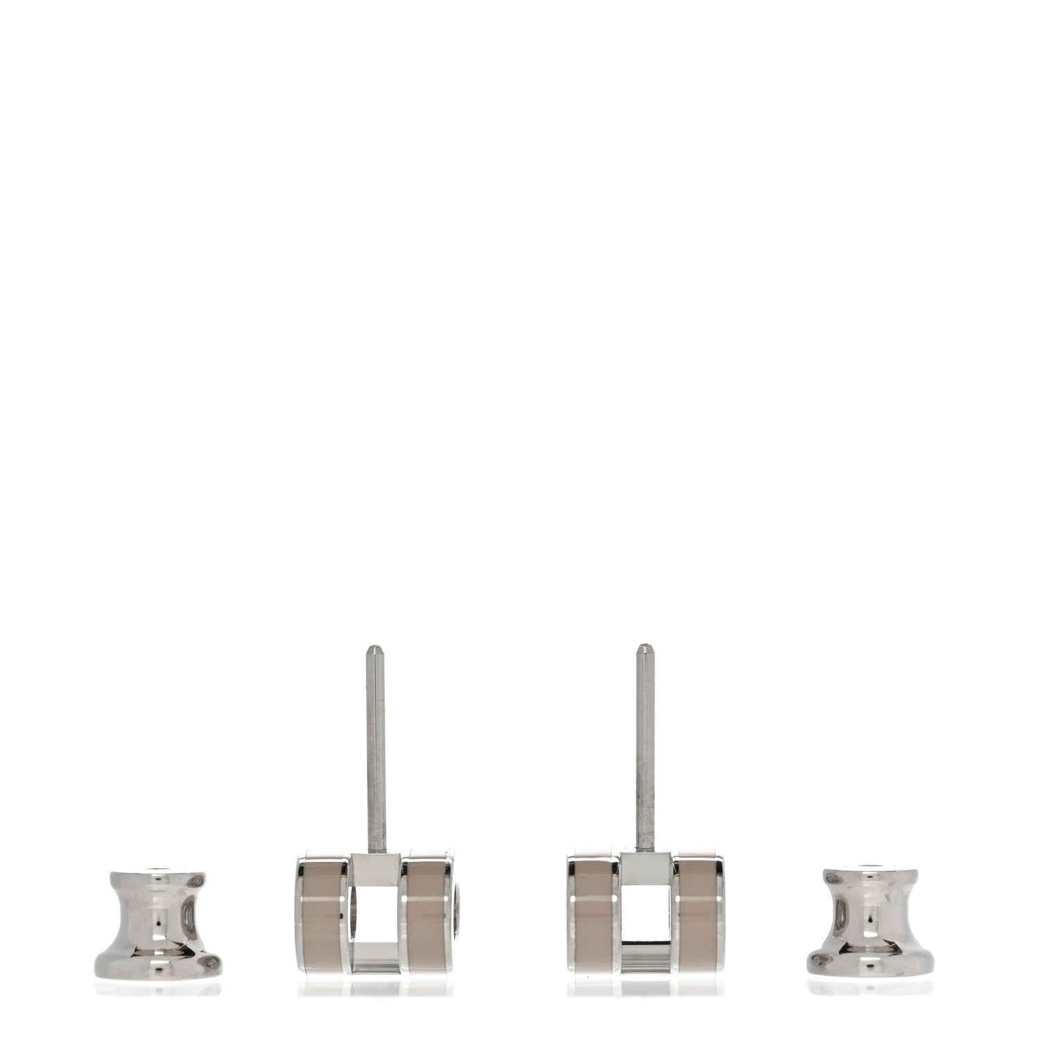 Hermes Palladium Lacquered Mini Pop H Earrings Marron Glace 3 of 6