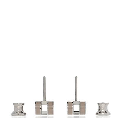 Hermes Palladium Lacquered Mini Pop H Earrings Marron Glace 3 of 6