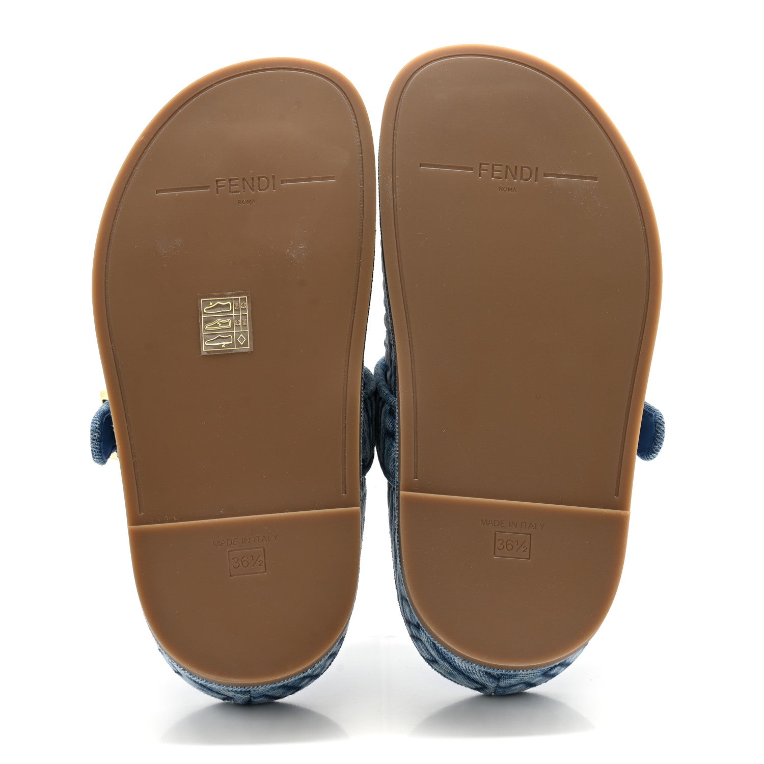 Fendi Denim Jacquard FF Womens Fendi Feel Buckled Mules 36.5 Blue 5 of 10