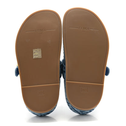 Fendi Denim Jacquard FF Womens Fendi Feel Buckled Mules 36.5 Blue 5 of 10