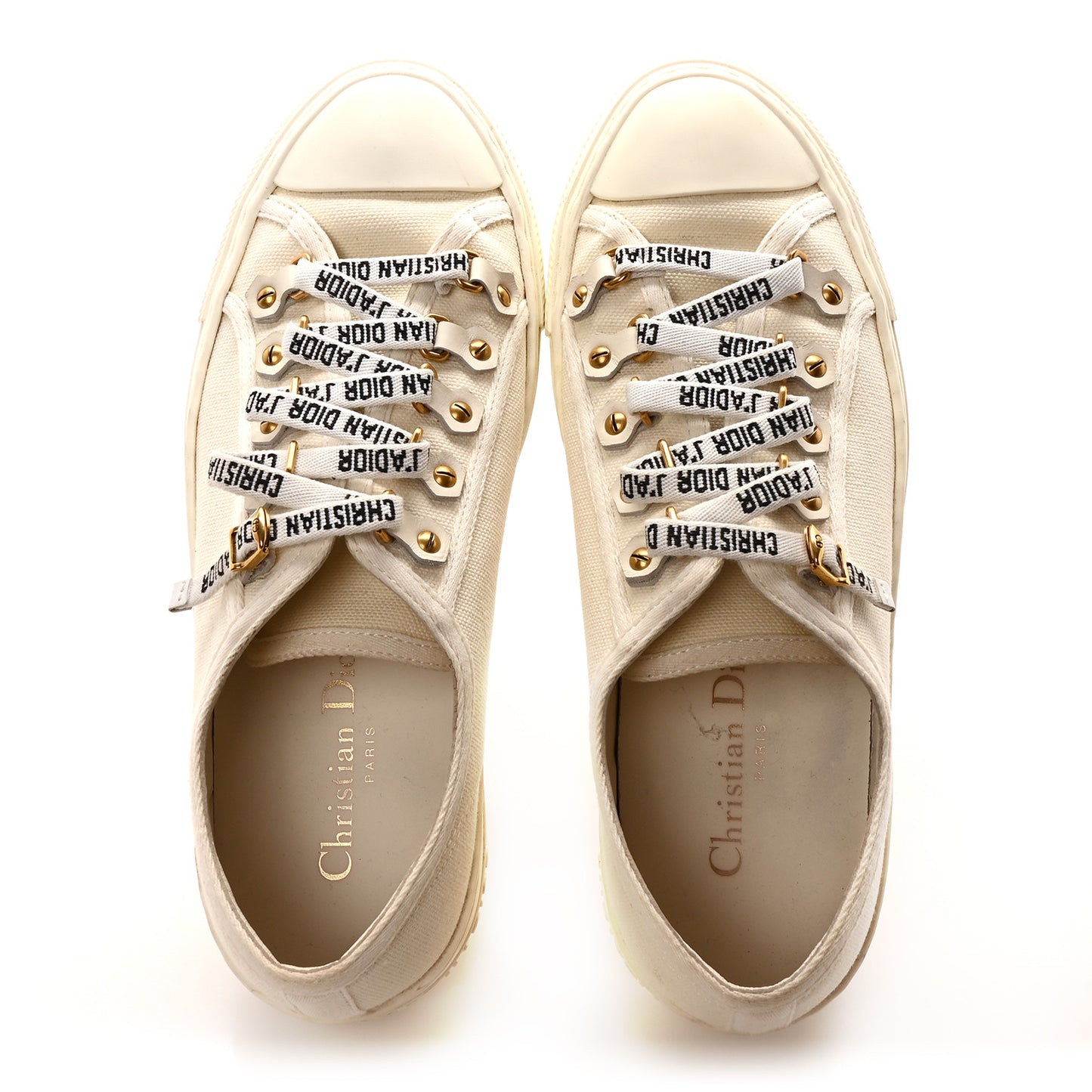 Canvas Dot Walk'N'Dior Low Top Sneakers 37.5 Milk