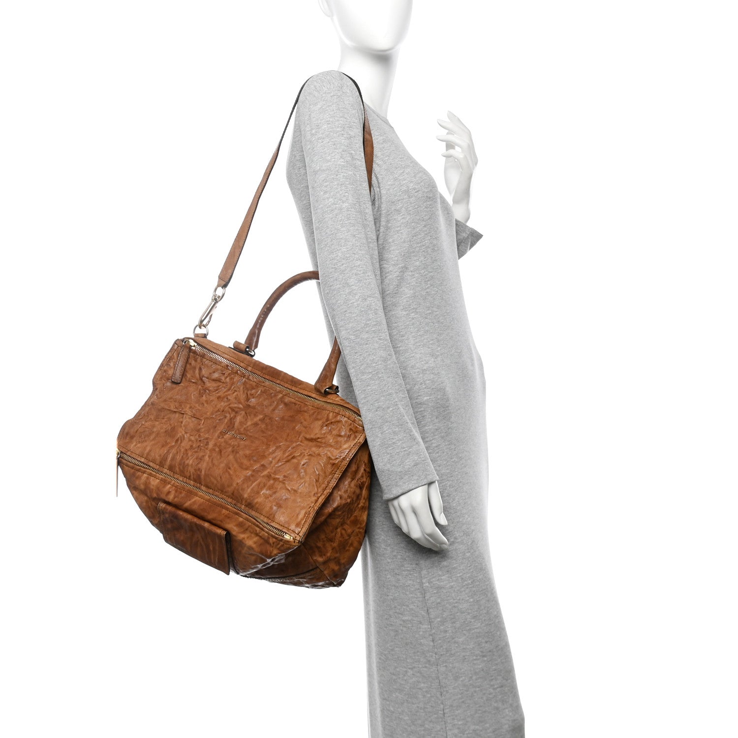 Givenchy Tumbled Sheepskin Large Pandora Brown 2 of 17