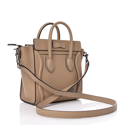 Celine Drummed Calfskin Nano Luggage Dune 3 of 9