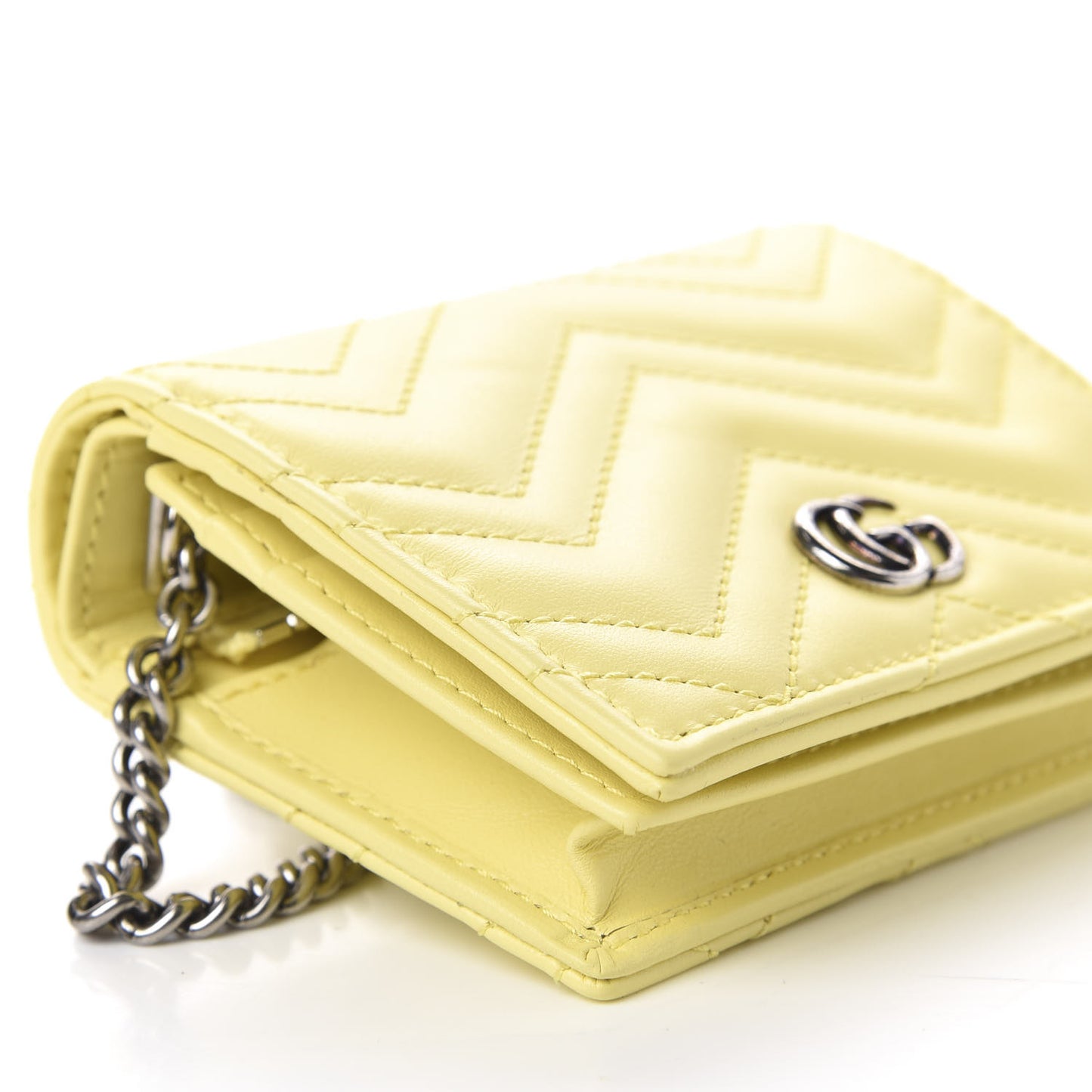 Calfskin Matelasse Mini GG Marmont Wallet On Chain Banana