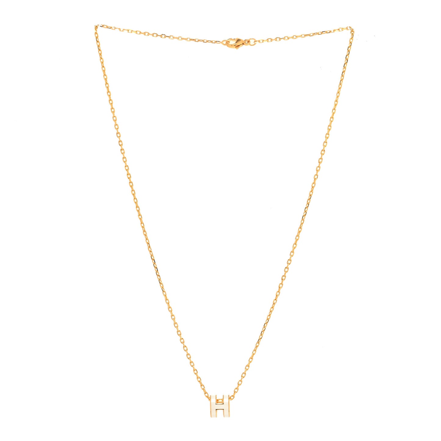 Lacquered Gold Mini Pop H Pendant Necklace White