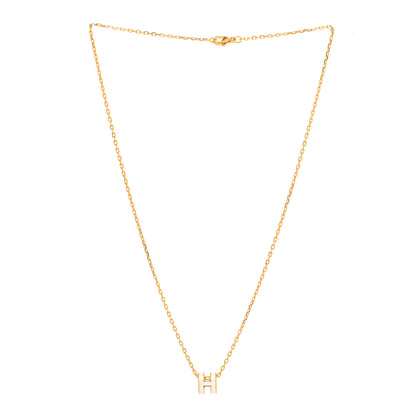 Hermes Lacquered Gold Mini Pop H Pendant Necklace White 3 of 6