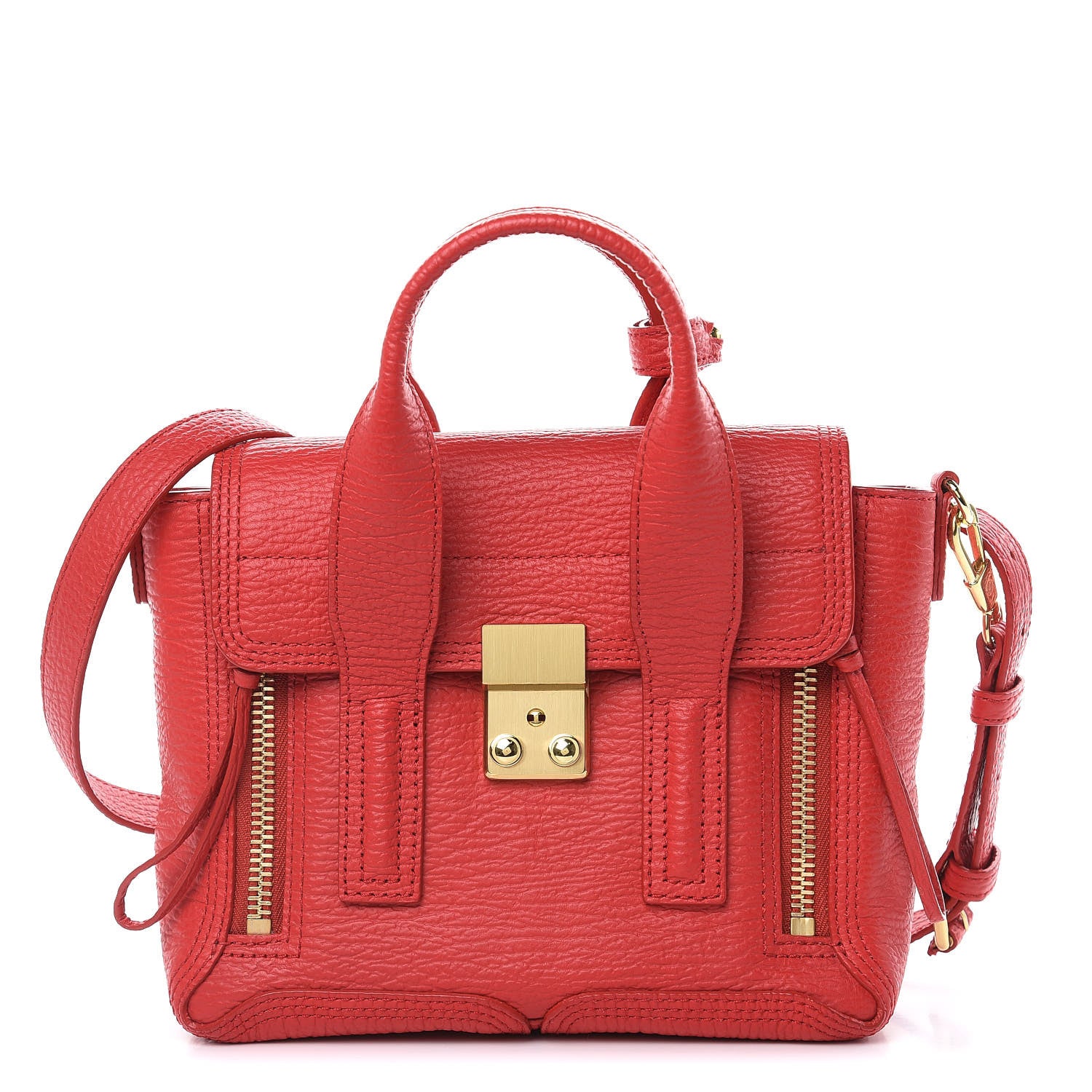 3.1 Phillip Lim 3.1 Textured Calfskin Mini Pashli Satchel Red 1 of 11