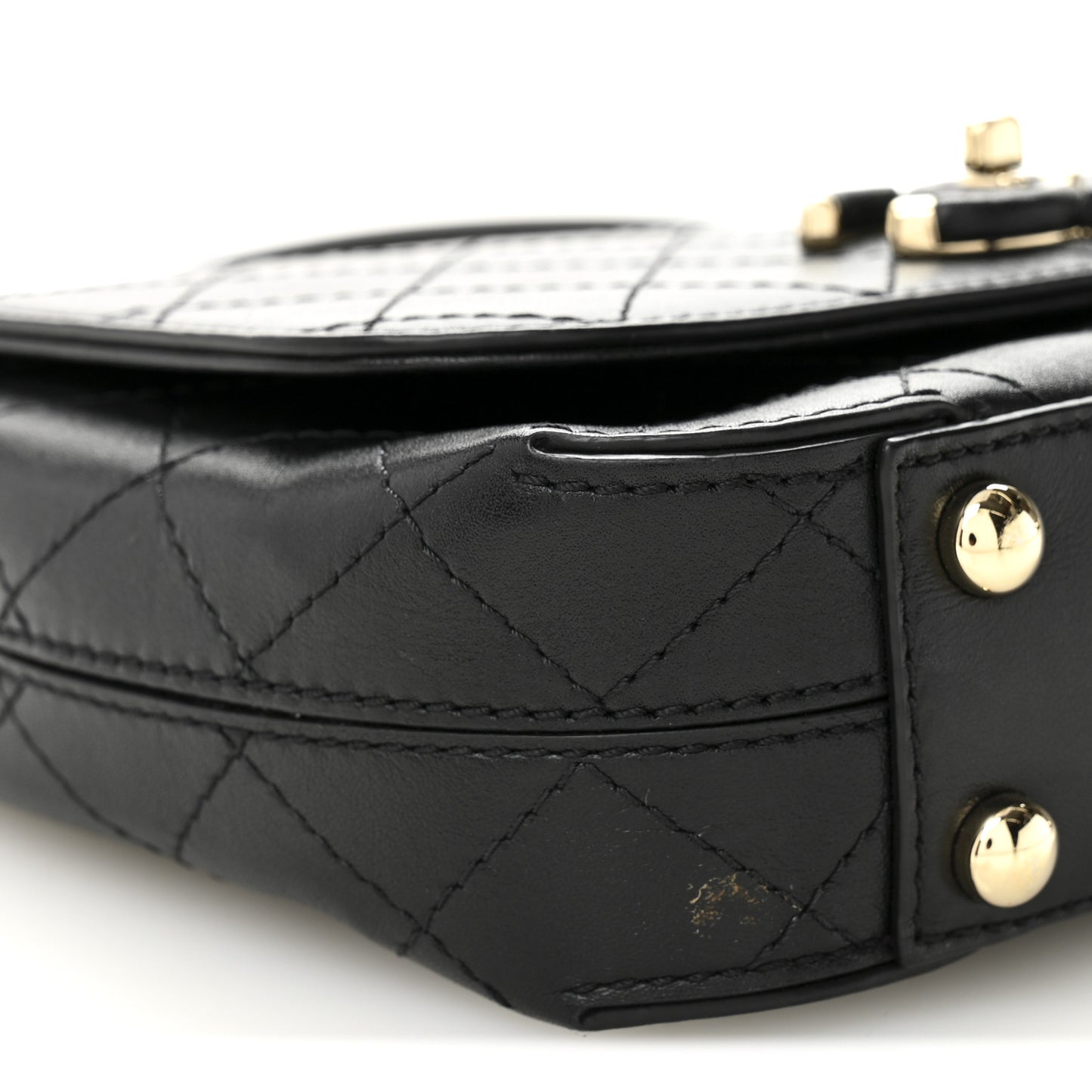 Calfskin Stitched Small Covered CC Flap Bag Black