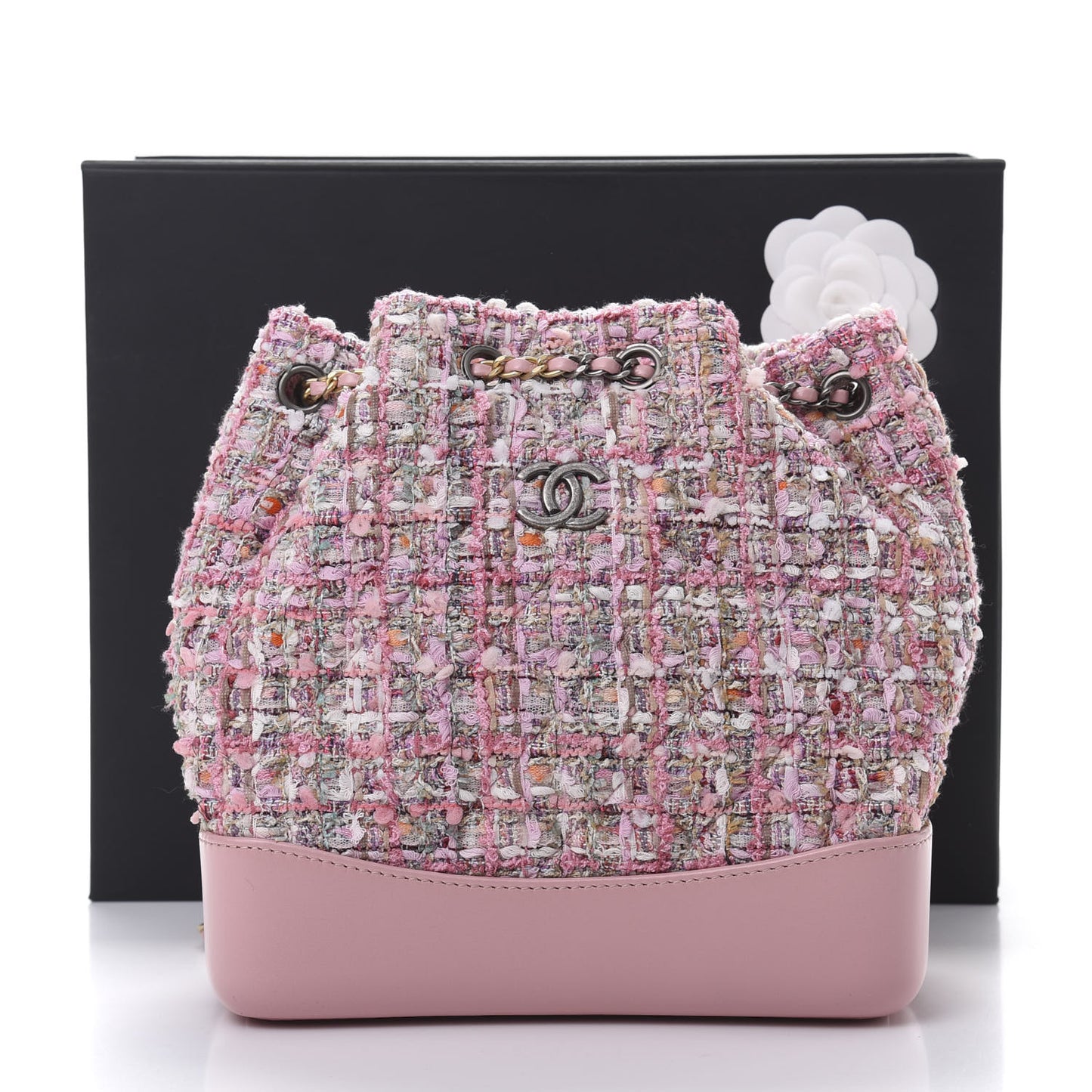 Tweed Calfskin Quilted Gabrielle Backpack Pink