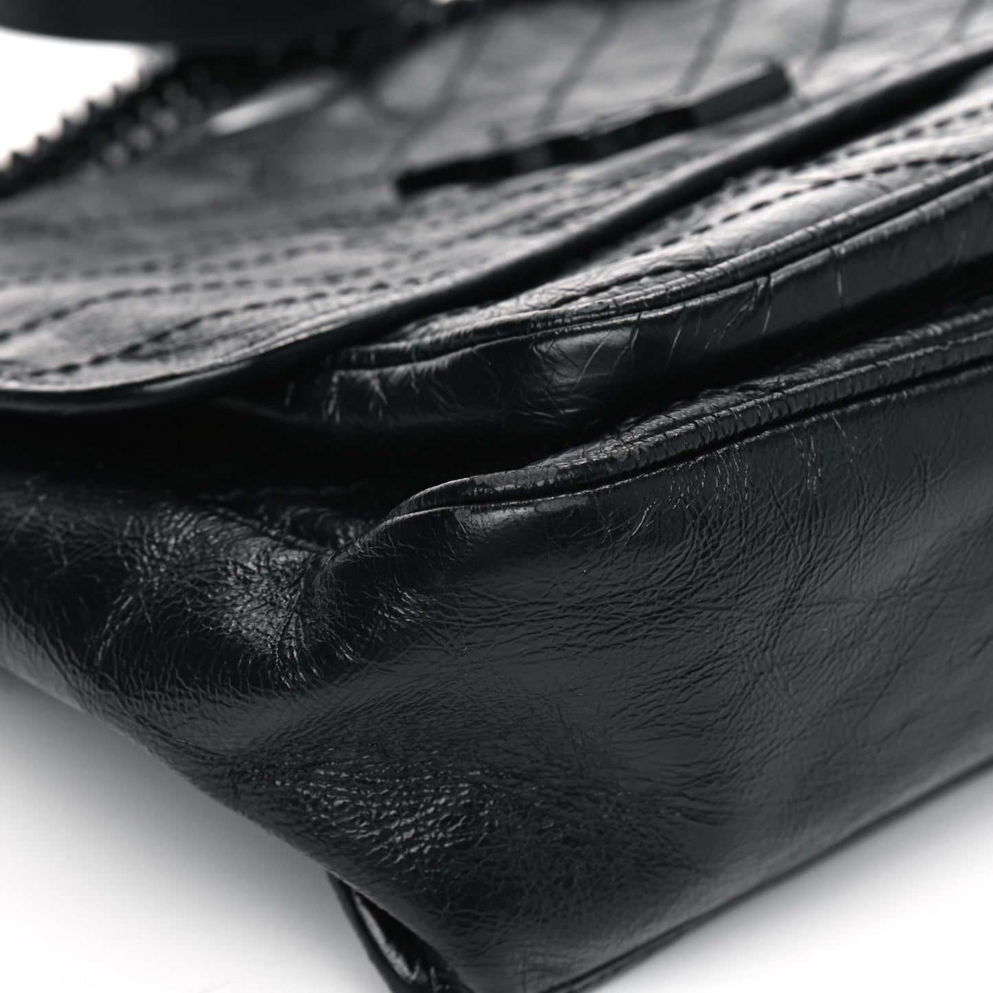Crinkled Calfskin Matelasse Monogram Medium Niki Chain Satchel Black