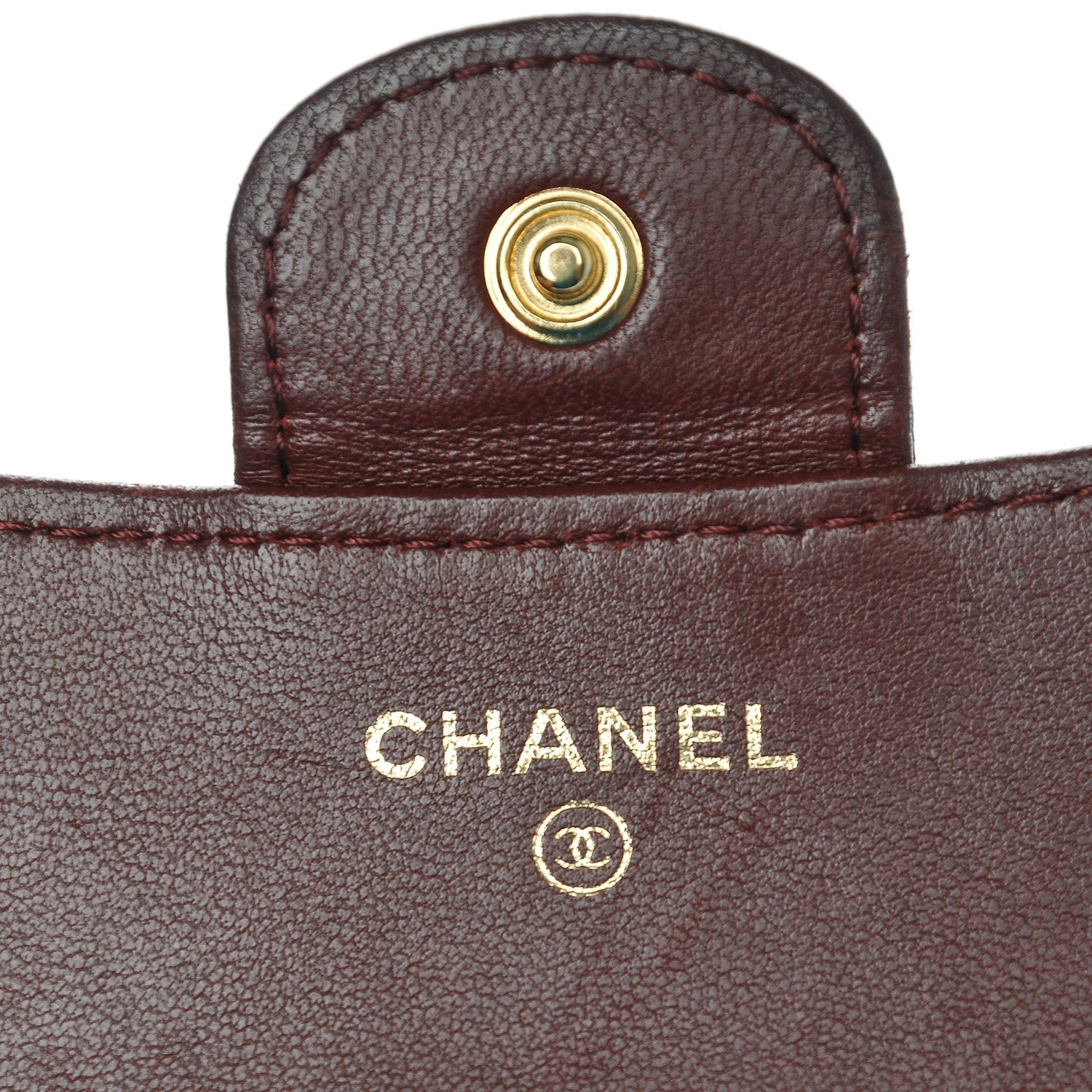 Chanel Lambskin Quilted Compact Flap Wallet Dark Red 8 of 8