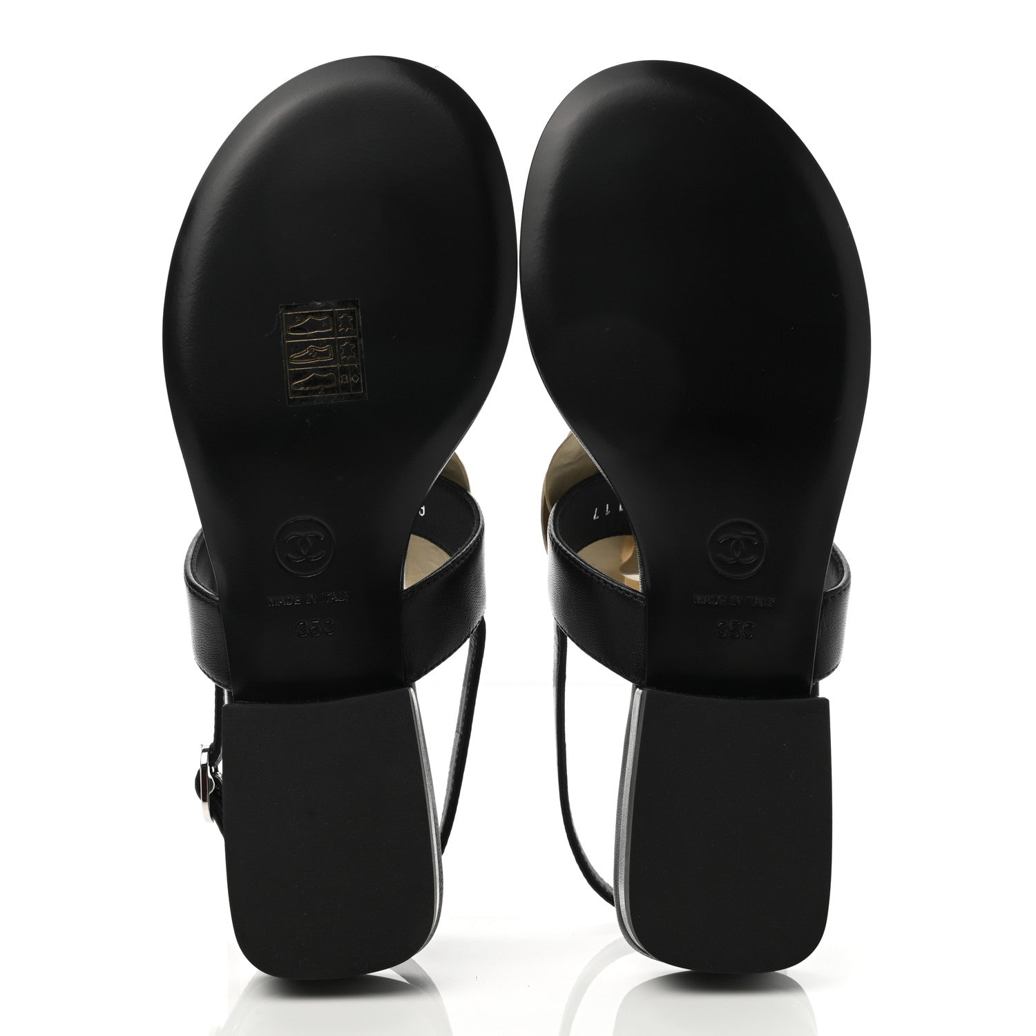 Chanel Lambskin Camellia Thong Sandals 35 Black White 5 of 9