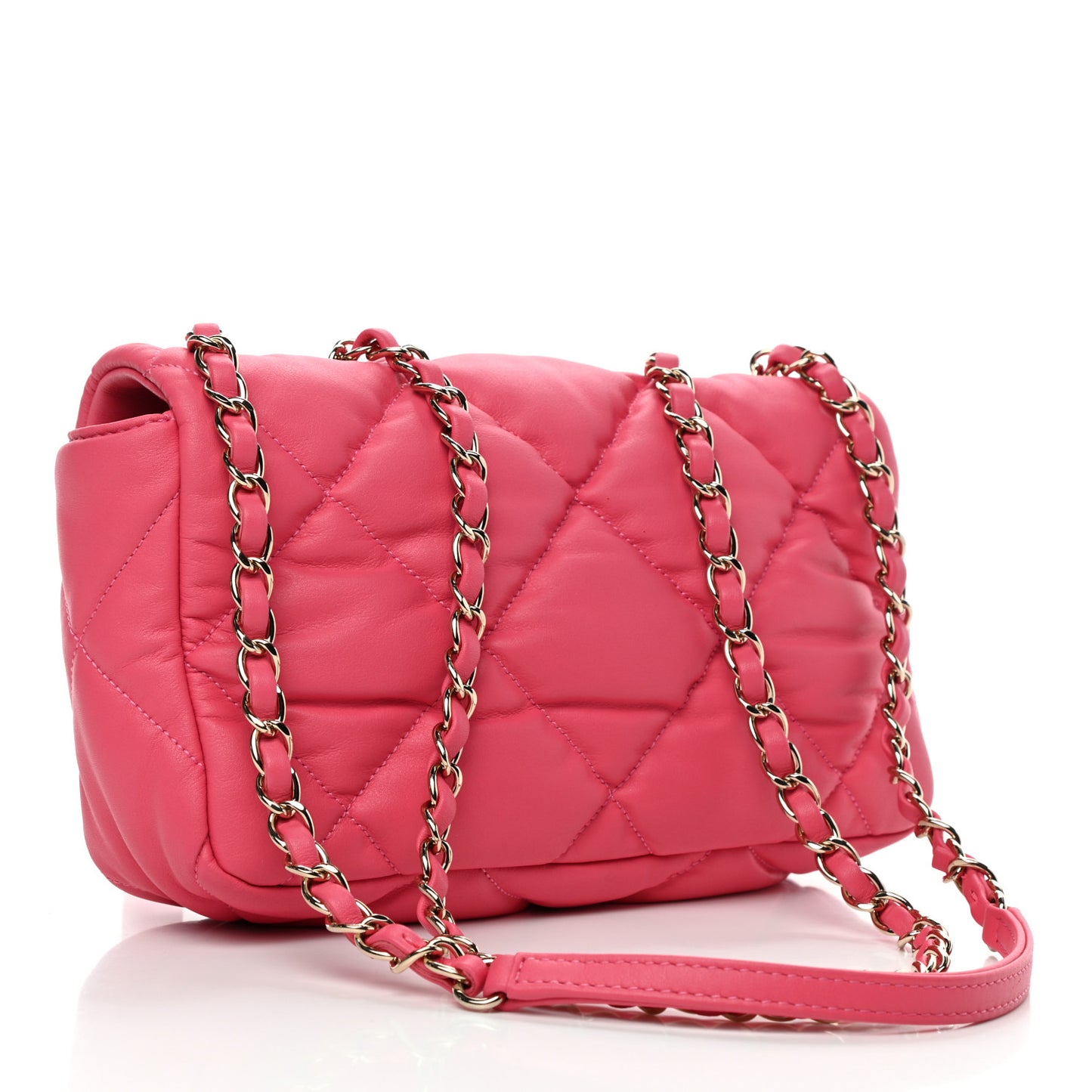 Calfskin Quilted Medium Bubbly Flap Pink