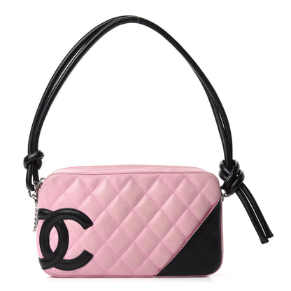 Chanel Calfskin Quilted Cambon Pochette Pink Black 1 of 12