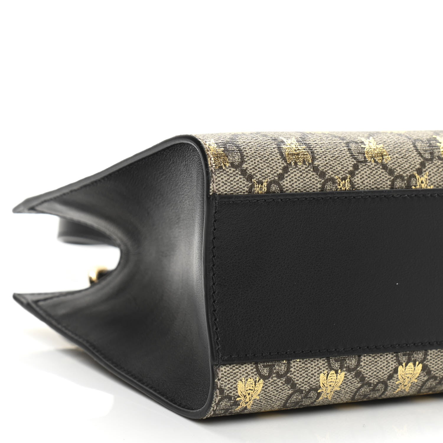 Gucci GG Supreme Monogram Bees Small Padlock Tote Beige Oro Black 9 of 10