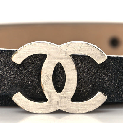 Chanel Glitter Calfskin CC Logo Skinny Belt 85 34 Black 2 of 8