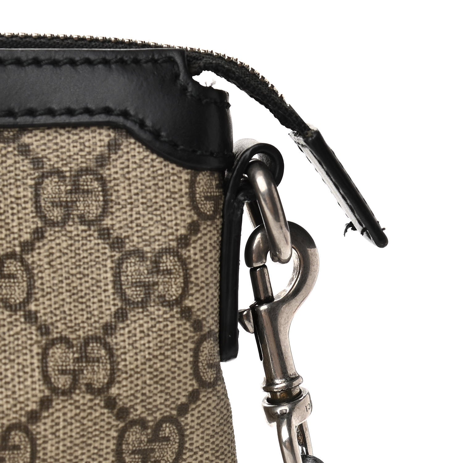 Gucci GG Supreme Monogram Calfskin Web Medium Flat Messenger Bag Beige Ebony Black 11 of 11