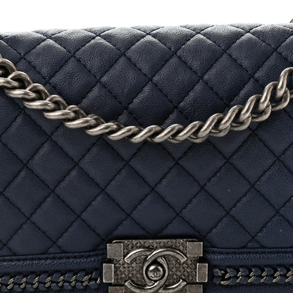 Chanel Calfskin Quilted Medium Top Handle Boy Flap Blue 8 of 10