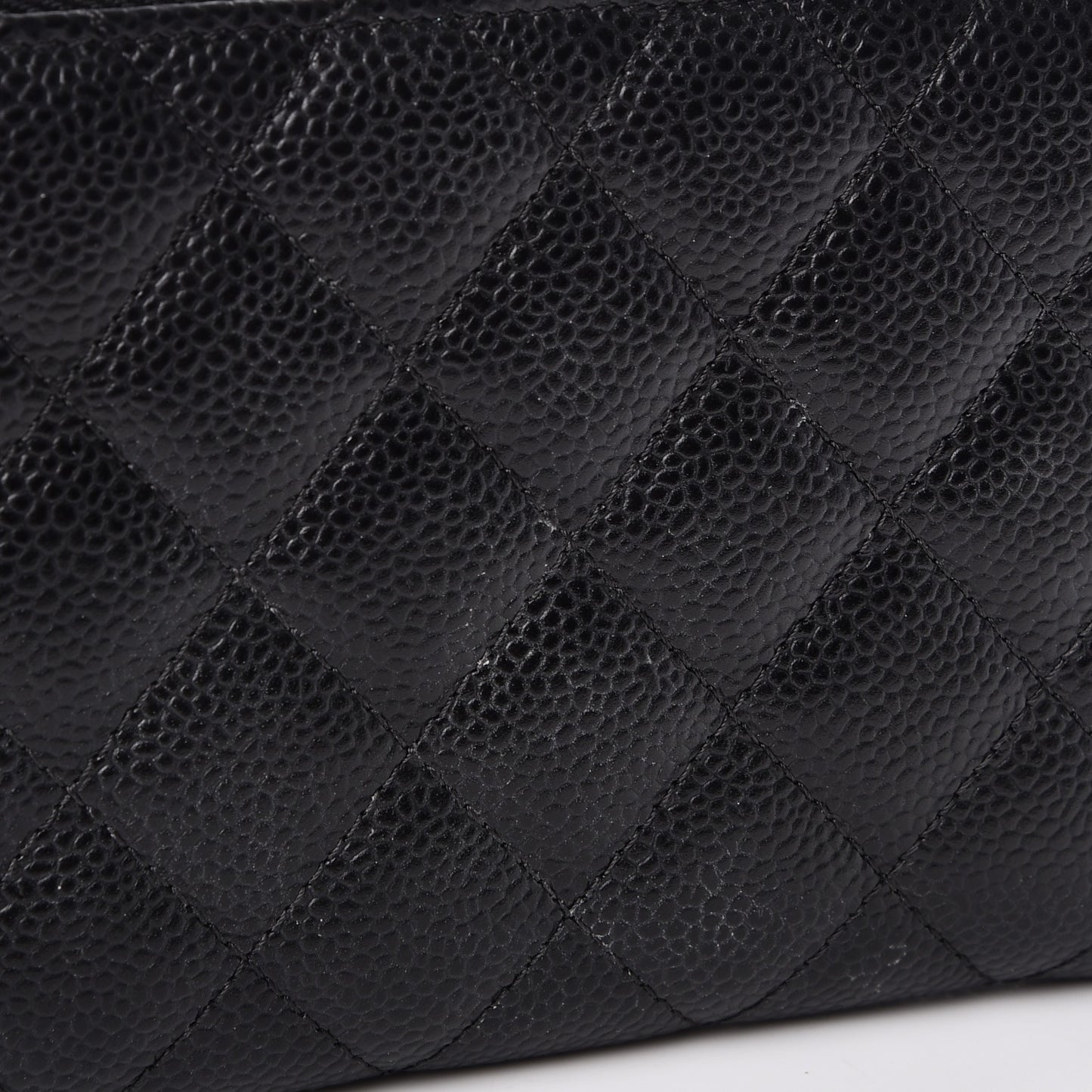 Caviar Quilted Large Gusset Zip Around Wallet Black