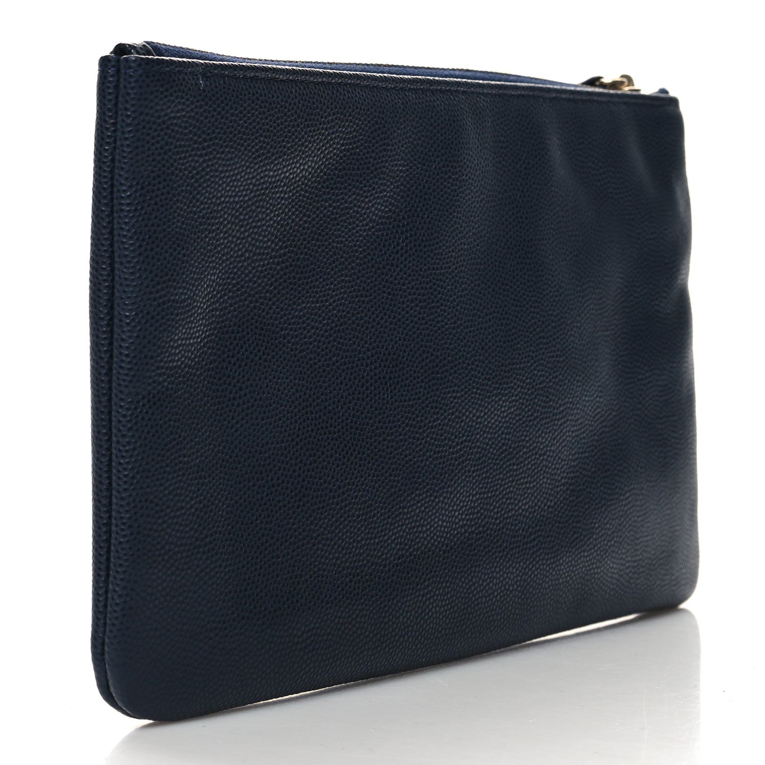 Chanel Caviar CC Wrist Pouch Navy Blue 3 of 8