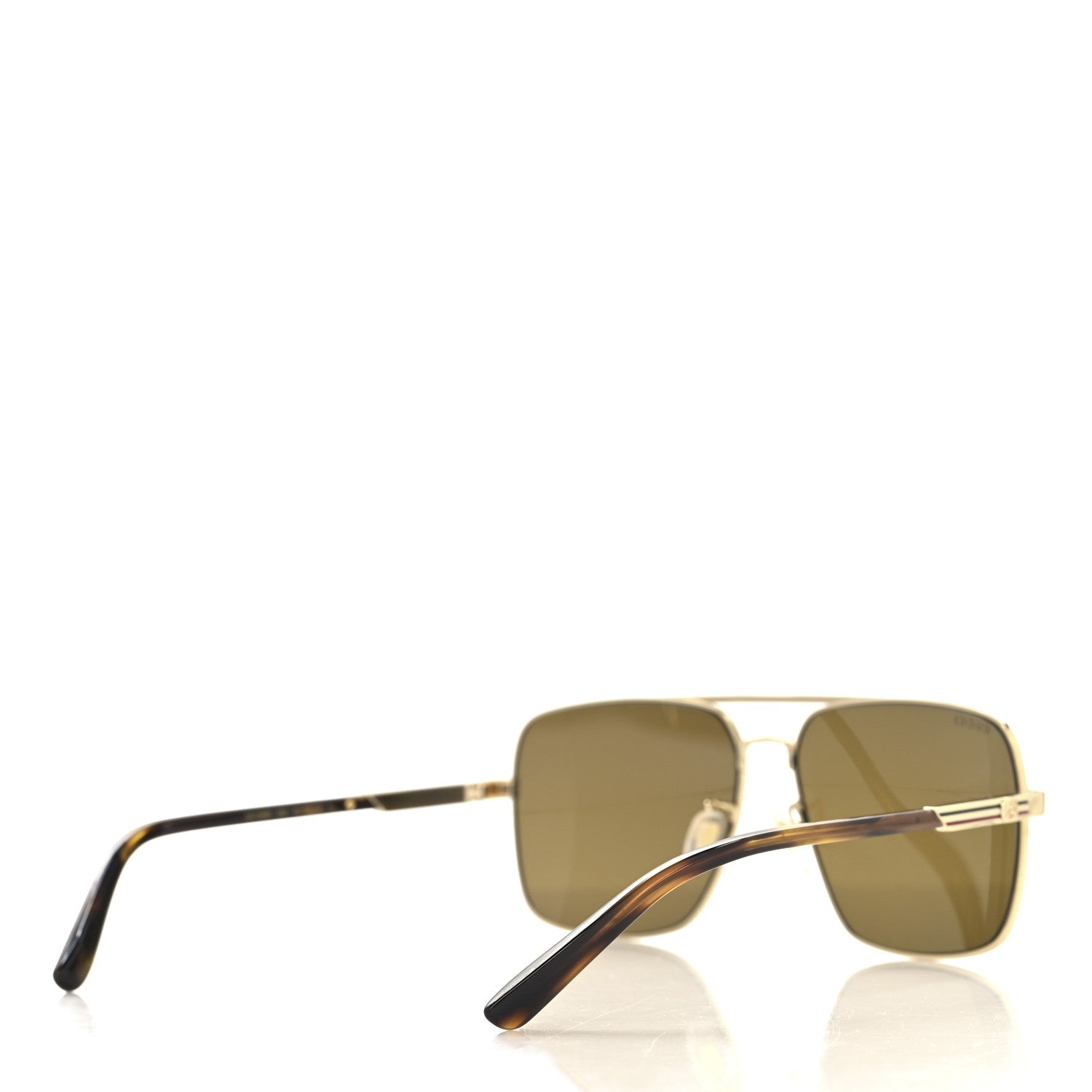 Gucci Metal Rectangular Frame Sunglasses GG1289S Gold Havana 4 of 6