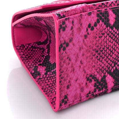 Balenciaga Shiny Calfskin Python Effect Small Hourglass Top Handle Bag Fuchsia Black 7 of 11