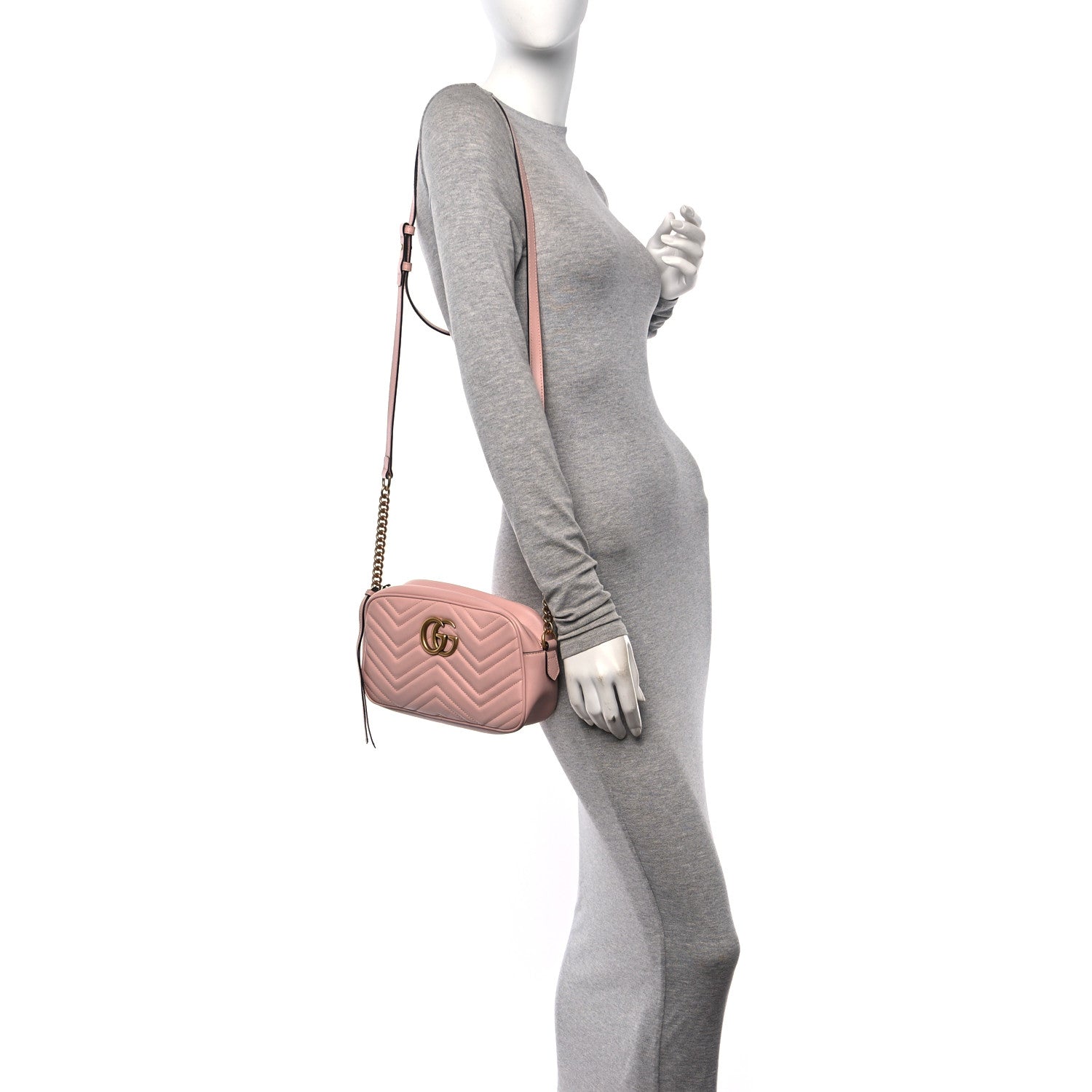 Gucci Calfskin Matelasse Small GG Marmont Chain Shoulder Bag Perfect Pink 2 of 10