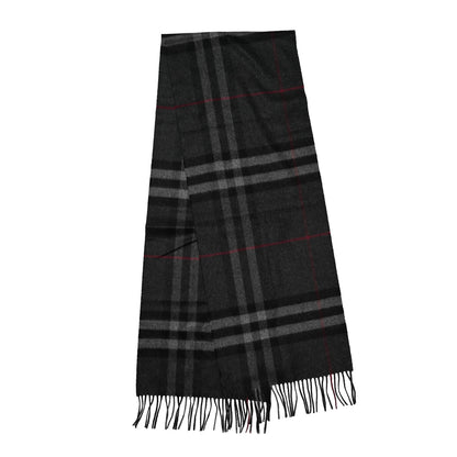 Burberry Cashmere Classic Check Fringe Scarf Charcoal 2 of 5