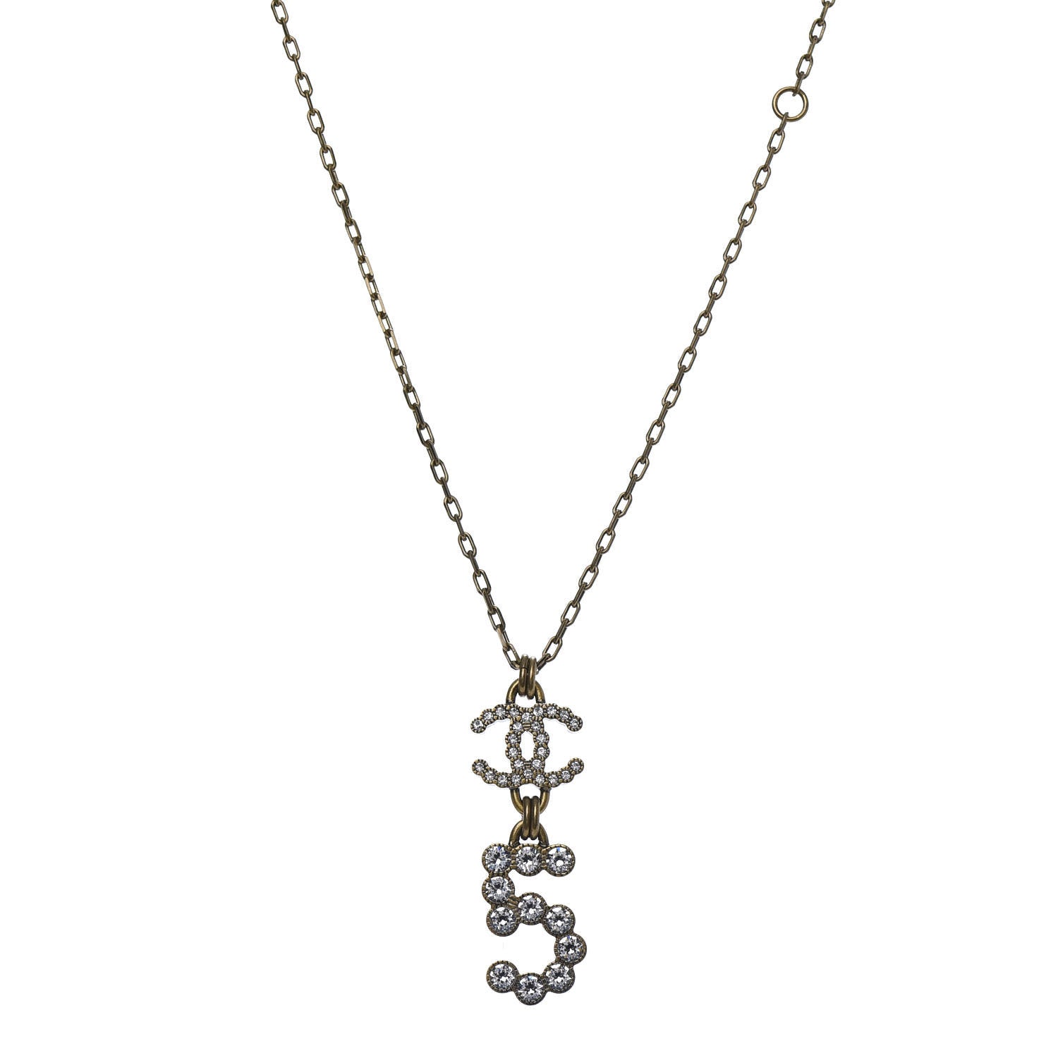 Chanel Crystal City of Light CC Necklace Pendant Gold 1 of 5