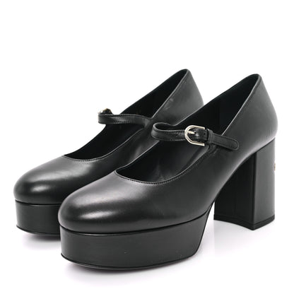 Chanel Lambskin Mary Jane Platform Pumps 36.5 Black 4 of 9