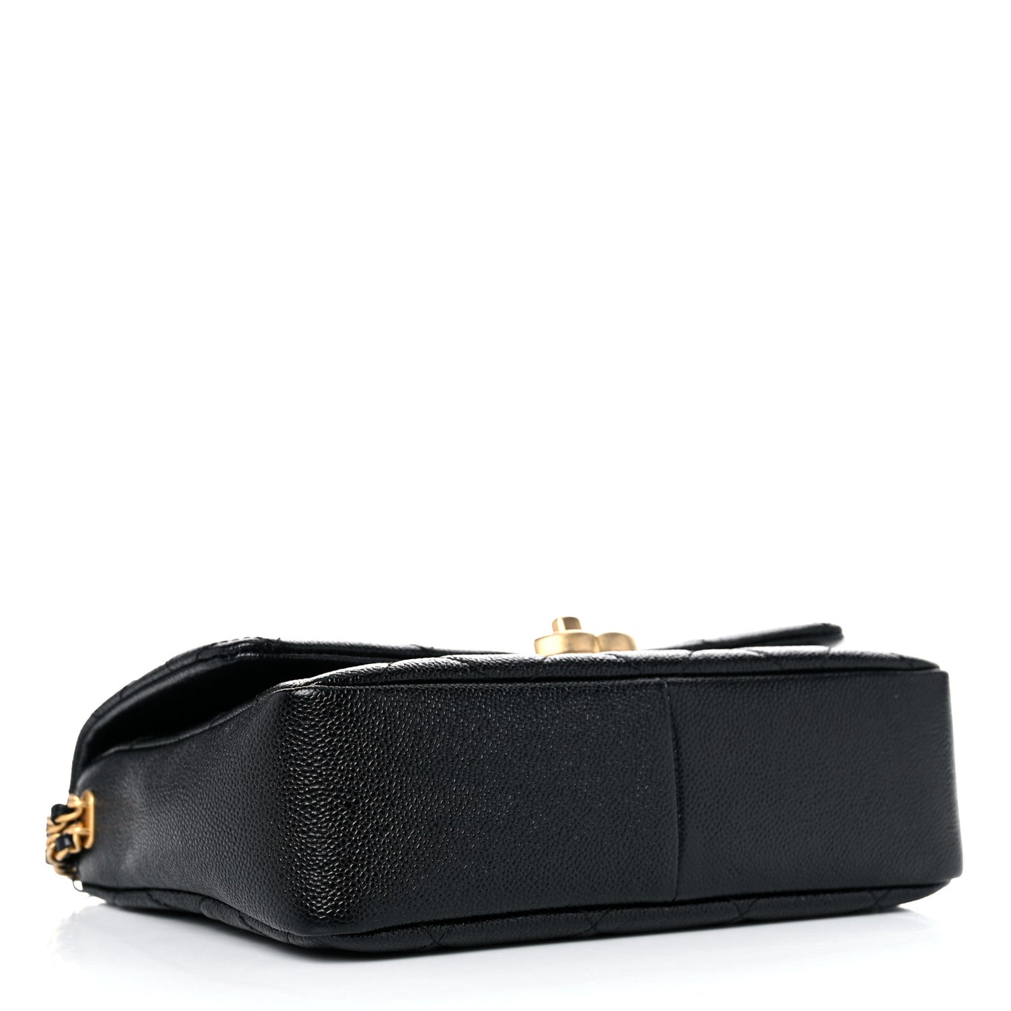 Shiny Caviar Quilted Small Chain Melody Flap Black