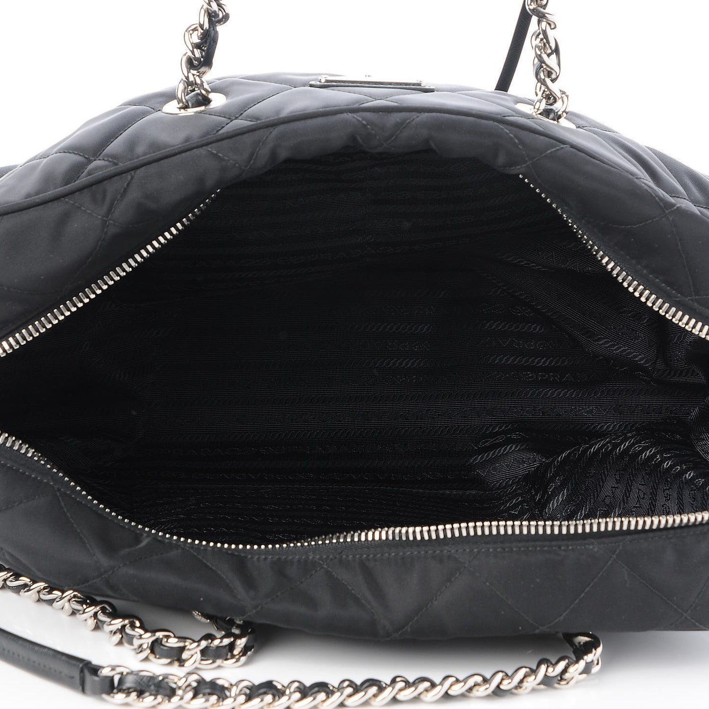 Nylon Tessuto Impuntu Quilted Medium Shoulder Bag Black