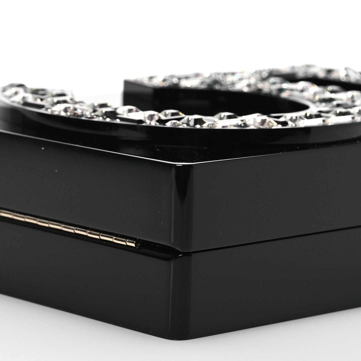 Plexiglass Strass Mosaic No 5 Minaudière Clutch  Black