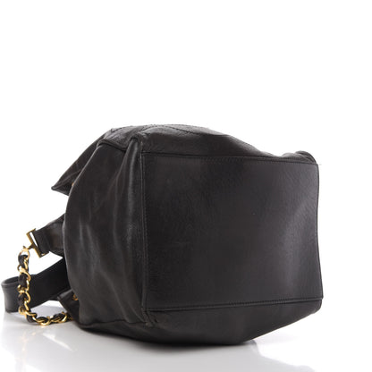 Chanel Lambskin CC Stitched Drawstring Bucket Bag Black 4 of 9