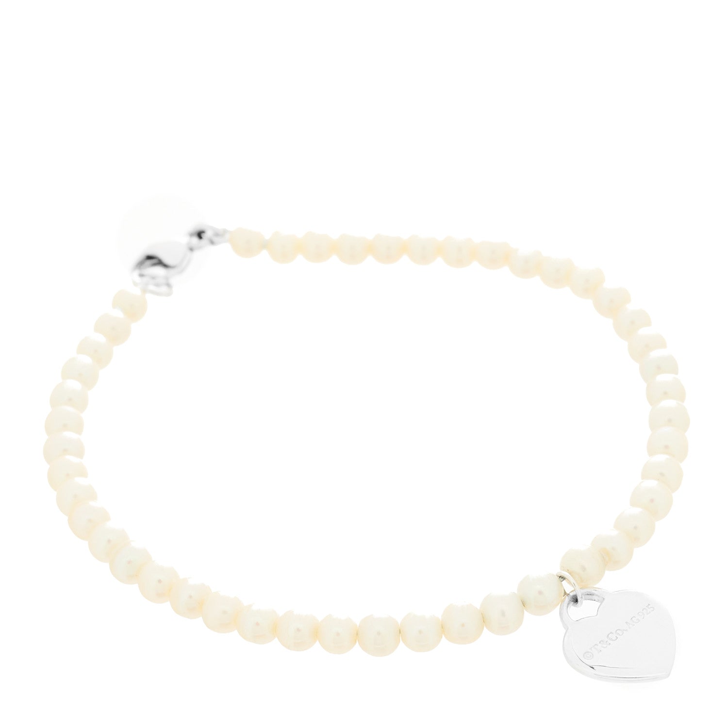 Tiffany Sterling Silver Pearl Return To Tiffany Heart Tag Bead Bracelet 2 of 4