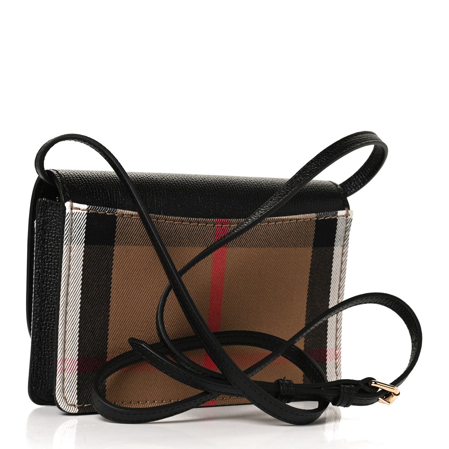 Grained Calfskin House Check Tartan Mix Hampshire Wallet On Chain Black