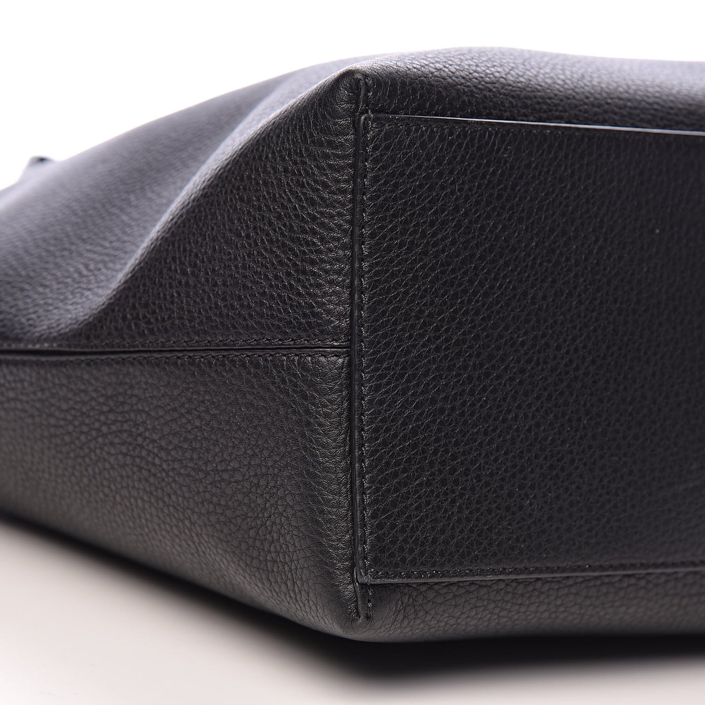 Grained Calfskin Rockstud Shoulder Tote Black
