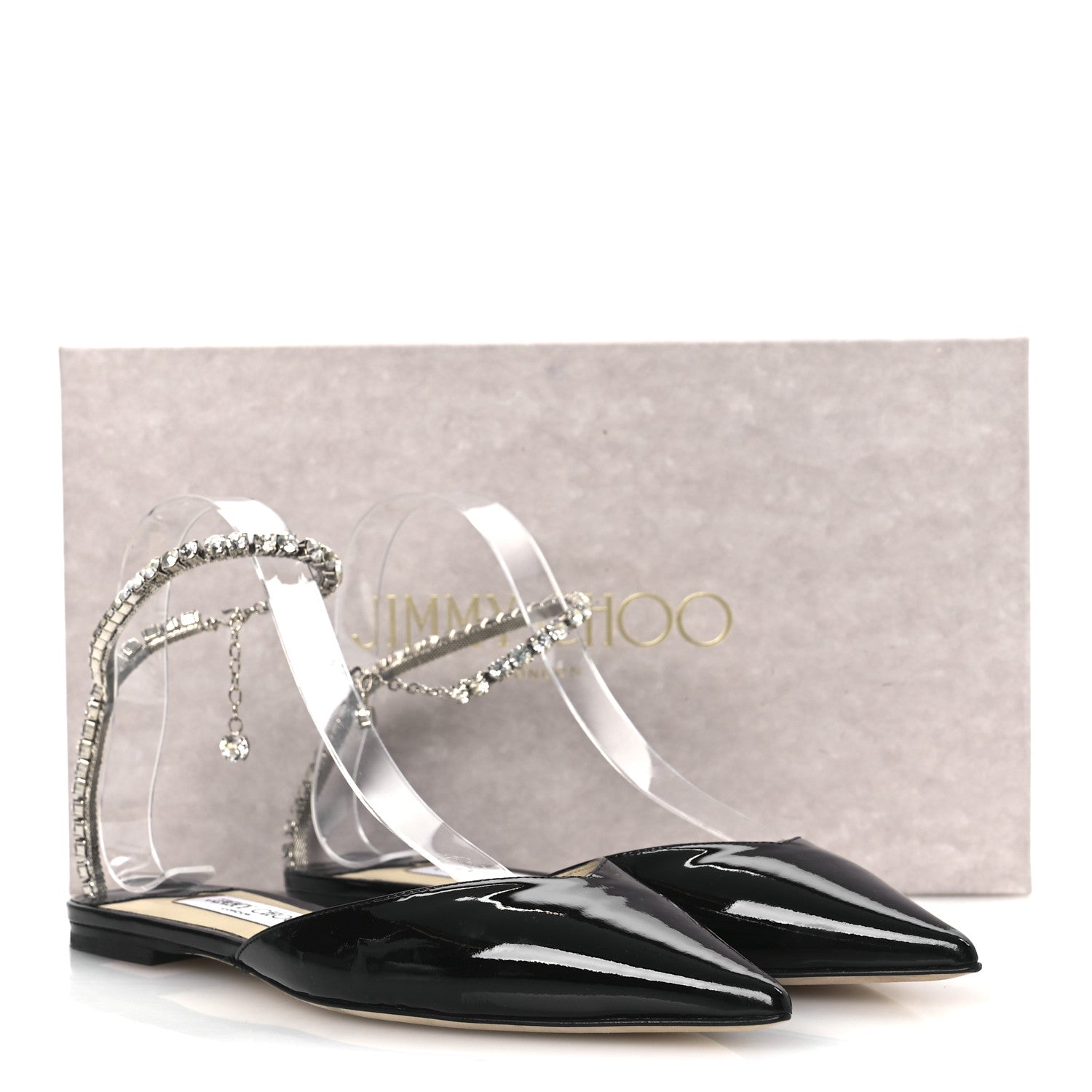 Jimmy Choo Patent Crystal Saeda Flats 38 Black 13 of 13