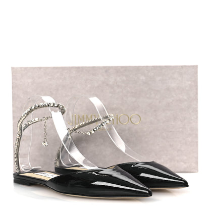 Jimmy Choo Patent Crystal Saeda Flats 38 Black 13 of 13