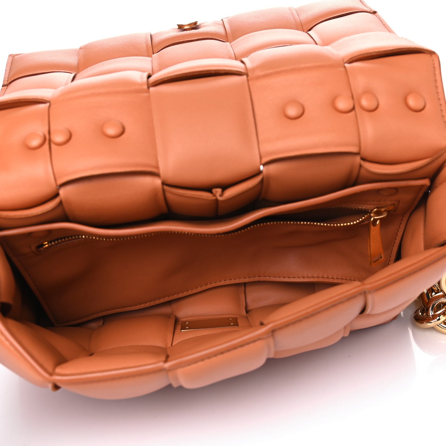 Lambskin Maxi Intreccio Padded Chain Cassette Crossbody Bag Clay