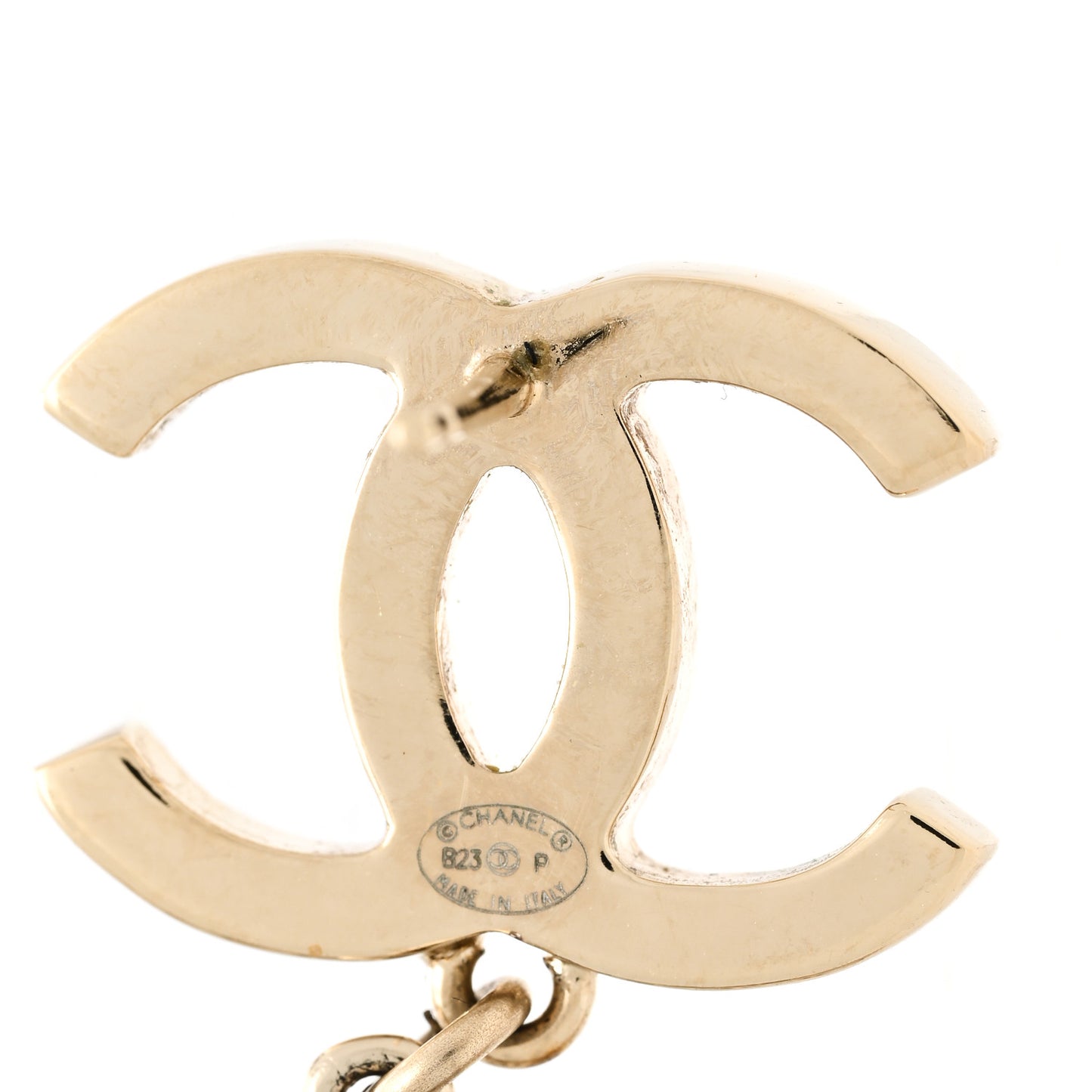 Crystal Lambskin Chain CC No 5 Drop Earrings Gold Black
