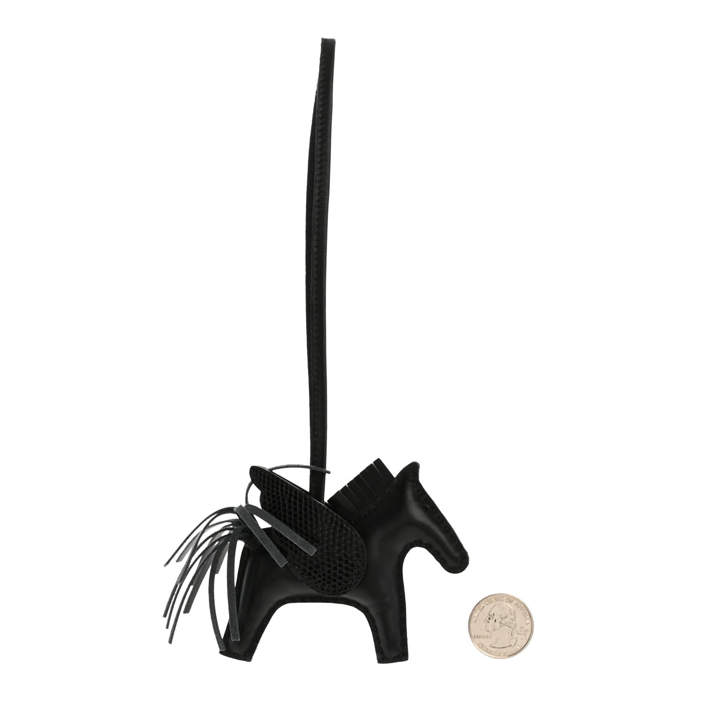 Milo Lambskin Lizard Touch Grigri Rodeo Pegase Horse Bag Charm PM So Black