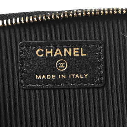 Chanel Raffia Jute Striped Small Vanity Case With Chain Black Beige 6 of 7